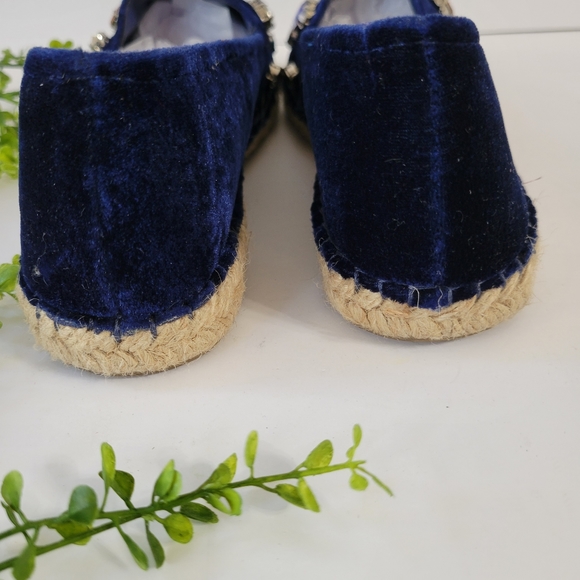 Baldi London Clementina  Navy Blue Velvet Jewel Espadrilles women's size… - Picture 7 of 10